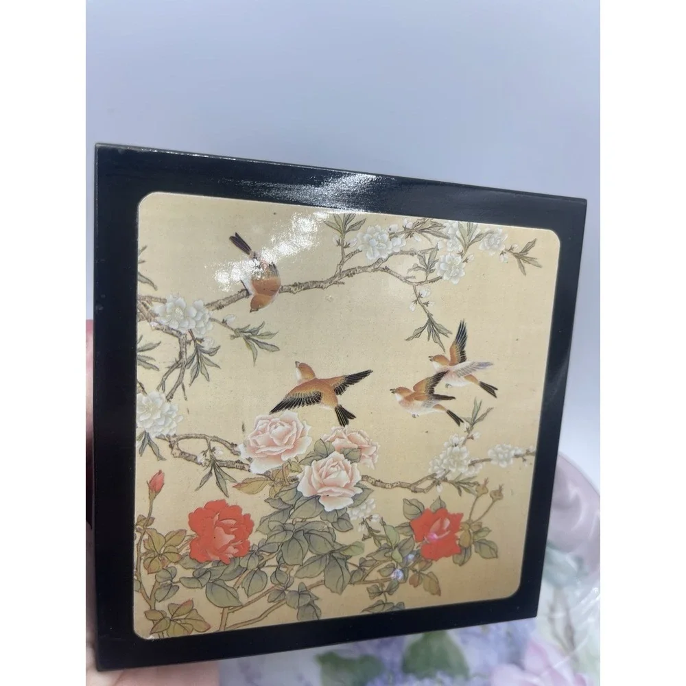 Floral/bird Coasters, Set Of 6‎ With Case